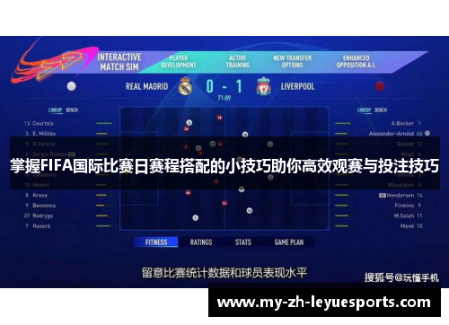 掌握FIFA国际比赛日赛程搭配的小技巧助你高效观赛与投注技巧